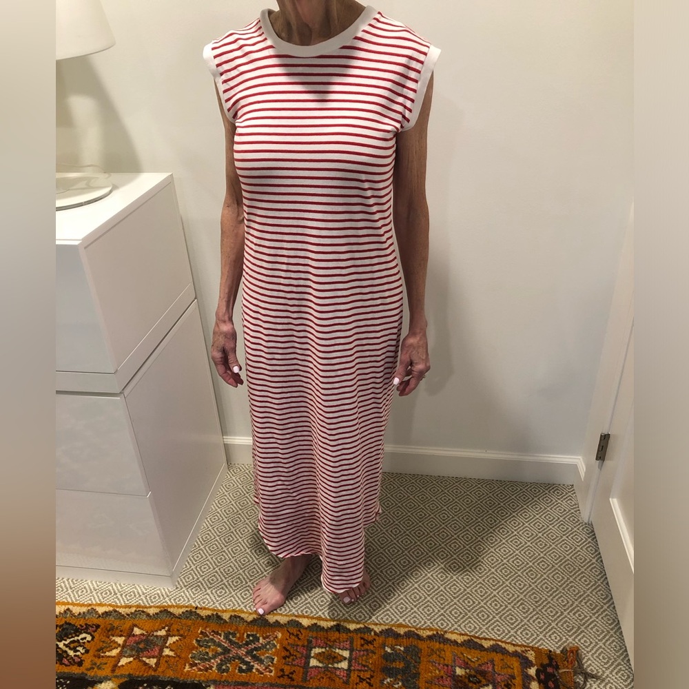 Frank & Eileen Red and White Sheath Maxi Dress